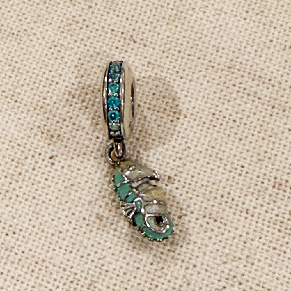 Pandora Silver and Teal Charm Necklace